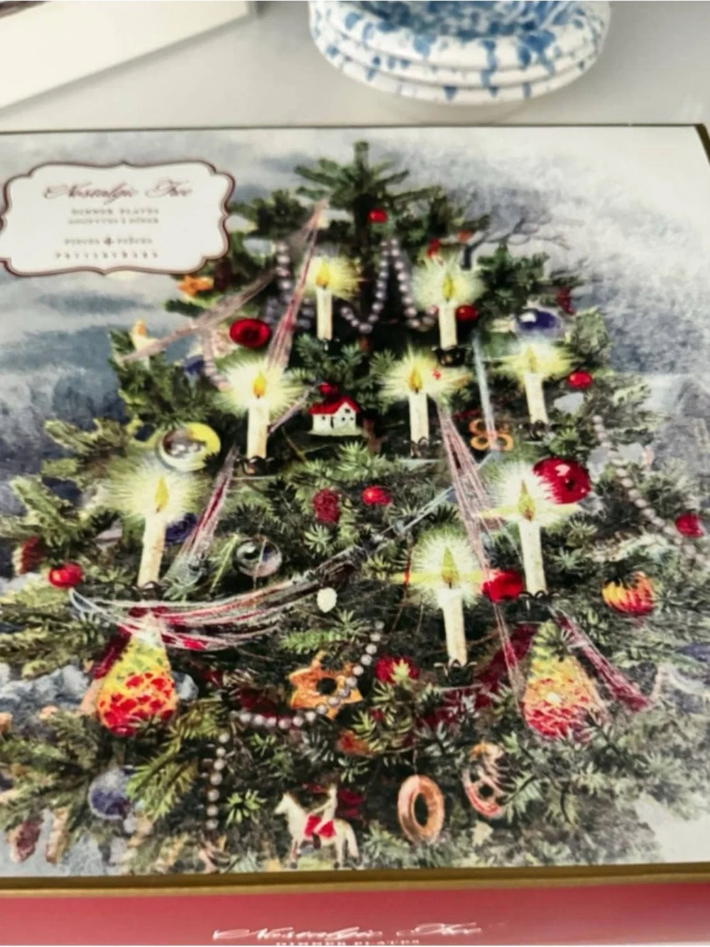 Pottery Barn Nostalgic Tree Dinner Plates - Christmas.